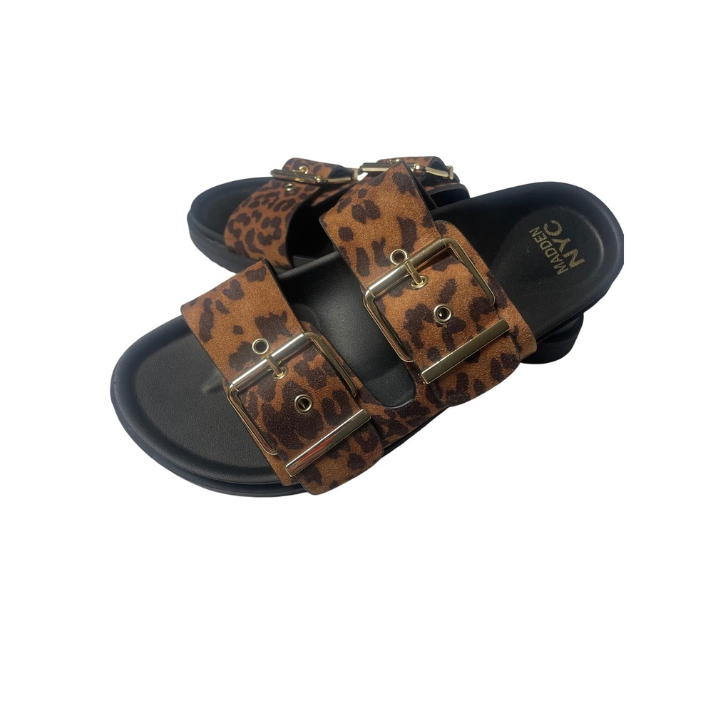 Madden NYC Two Strap Leopard Sandals Women's 10